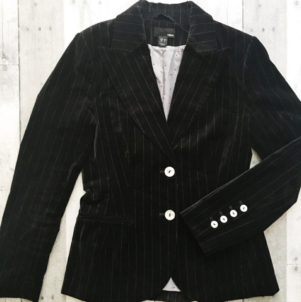 H&M Velvet Pinstripe Blazer